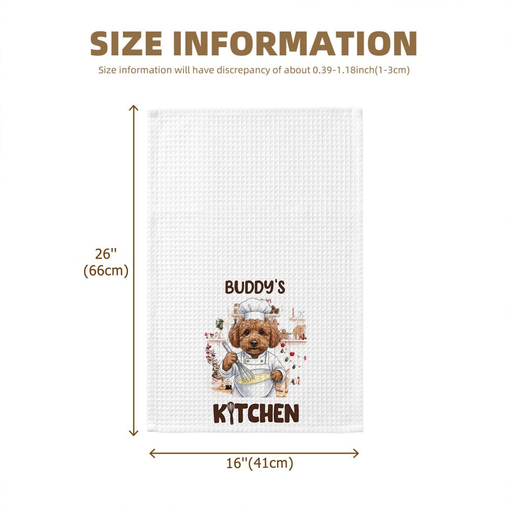 Personalised Watercolor Pet Portrait Kitchen Baking Theme Tea Towel with Name Daily Use Christmas Baking Gift for Pet Lover Chef 8