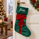 Personalised Embroidered Name Bow Christmas Stocking Holiday Tree Fireplace Decor Christmas Gift for Family
