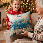 Personalized Mom Sea Turtle and 1-10 Baby Sea Turtles Soft Throw Pillow Cover with Title and Name Room Decor Birthday Gift for Mom Grandma Family