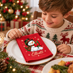 Personalised Absorb Water Snowflake Star Cartoon Character 100% Cotton Napkin with Name Christmas Dinner Gift for Kid Family Friend