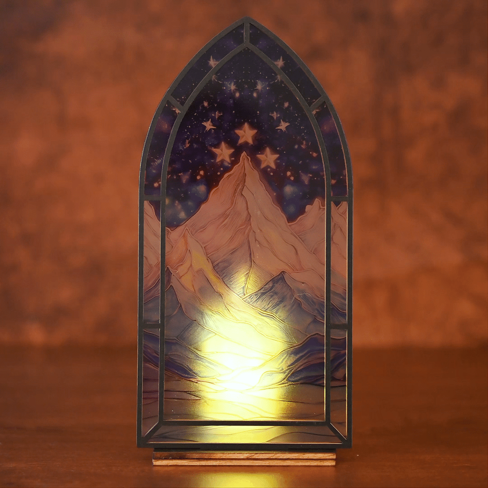 Personalized Wooden Faux Stained Glass Effect Fantasy Book Nook with LED Candle and Text Bookshelf Decor Birthday Christmas Gift for Book Lovers 5