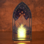 Personalised Wooden Faux Stained Glass Effect Fantasy Book Nook with LED Candle and Text Bookshelf Decor Birthday Christmas Gift for Book Lovers