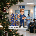 Personalised Cartoon Character The Year I Become a Nurse Acrylic Ornament with Name and Year Christmas Nurse Graduation Gift for Healthcare Workers 5