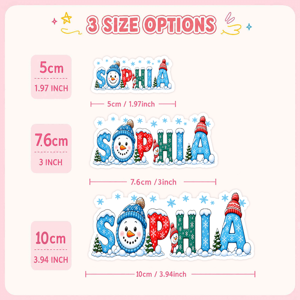 Personalized Snowman Snowflake Self-Adhesive Sticking Sticker Sheets Christmas Labels with Name Party Christmas Gift for Kids 7