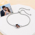 Personalized Heat-Activated Hidden Photo Adjustable Bracelet with Engraved Text Memorable Birthday Anniversary Gift for Women Men