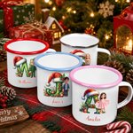 Personlig emaljmugg med 3D-effekt, jultomtemössa, barnets initialer och foto, 12 oz – vardagsmugg och julklapp till barn 5