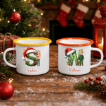 Personlig emaljmugg med 3D-effekt, jultomtemössa, barnets initialer och foto, 12 oz – vardagsmugg och julklapp till barn 1