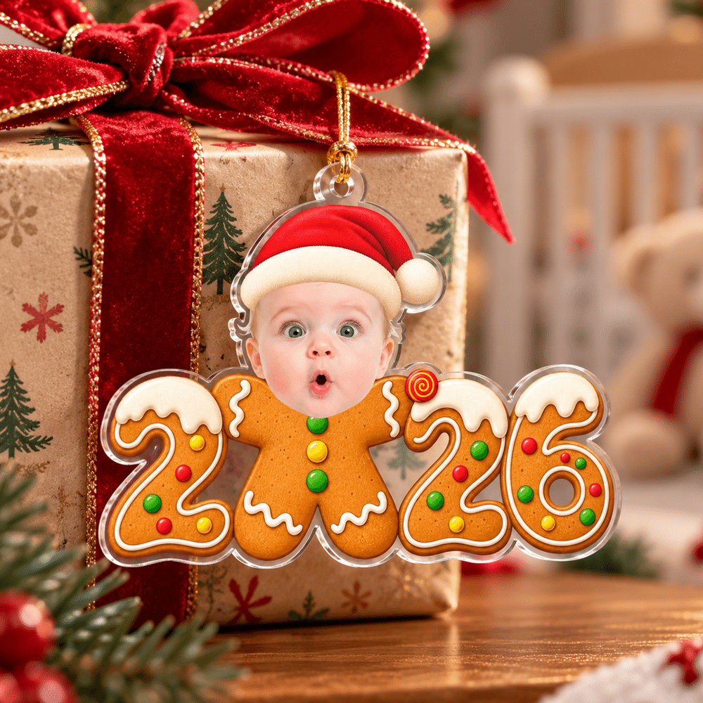 Personalized 3D-Effect Art Baby Face Photo Acrylic Christmas Theme Ornament Tree Decor Christmas Gift for New Parents Newborn 5