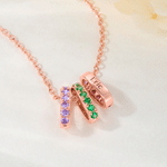 Personalised Sterling Silver Engraved Name Birthstone 1-8 Oval Rings Necklace Daily Wear Birthday Gift for Mum Gran