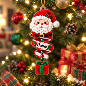 Personalised Cute Santa Claus Gingerbread Man Christmas Tree Ornament with Name Christmas Stocking Gift for Family Kids