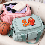 Personalized Ball Sport Photo Large Multi-Compartment Travel Bag with Name and Shoulder Strap Birthday Gift for Sports Lovers