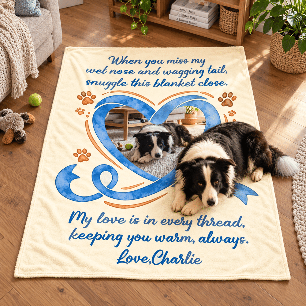 Coperta morbida personalizzata con foto, motivo multicolore a cuori e impronte di zampe, con nome: decorazione per la casa, regalo di compleanno o commemorativo per gli amanti degli animali domestici 4