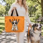 Sac fourre-tout de grande capacité personnalisé sur le thème du café, avec photo de votre animal et son nom — Idéal pour un usage quotidien, les voyages ou comme cadeau d'anniversaire pour les amoureux des animaux, la famille et les amis