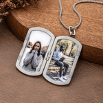 Personalized Photo Locket Necklace with Text Birthday Anniversary Gift for Man Husband Dad Boyfriend