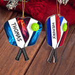 Adorno acrílico 2D personalizado y colorido con forma de raqueta de pickleball y nombre: regalo de Navidad para jugadores y entrenadores de pickleball 8