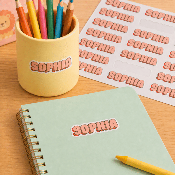 Personalized  Multicolour Name Waterproof Stickers Daily Use Christmas Birthday Gift for Student Kid