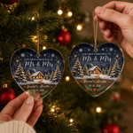 Personalised Our First Christmas Glass Acrylic Ornament with Text and Date Home Decor Christmas Gift for Family Couple Newlywed