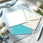 Personalized Minimalist Classic Initial Flat Note Card with Name and Address Sticker Set of 20 Daily Use Birthday Thank You Gift for Friends Family