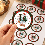 Personalised Christmas Theme Initial Checkered Design Waterproof Stickers with Name Gift Decor Christmas Party Gift for Family Friends 2