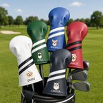 Housse de tête de club de golf en cuir synthétique personnalisée avec photo d'animal de compagnie peinte à l'aquarelle et nom – Cadeau d'anniversaire ou pour un jour de match, idéal pour les golfeurs et les propriétaires d'animaux de compagnie
