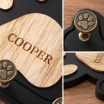 Porte-laisse en bois personnalisé en forme de patte de chiot, avec nom gravé et 3 crochets : cadeau de Noël ou de pendaison de crémaillère pour les propriétaires d'animaux de compagnie
