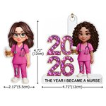 Personalised Cartoon Character The Year I Become a Nurse Acrylic Ornament with Name and Year Christmas Nurse Graduation Gift for Healthcare Workers 8