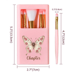 Personalized Butterfly Birth Flower Name 5 Pcs Makeup Brush Set with Travel Storage Box and Mirror Daily Use Birthday Gift for Women Girls