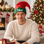 Personalized Classic Christmas Style Name Soft Christmas Hat with Golden Bell Christmas Party Gift for Family
