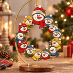 Personalised Snowman Family Wreath Wooden Christmas Ornament with Name Home Decor Christmas Gift for Family Grandma Grandpa 3