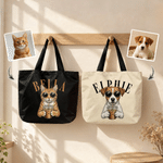Sac fourre-tout de grande capacité personnalisé sur le thème du café, avec photo de votre animal et son nom — Idéal pour un usage quotidien, les voyages ou comme cadeau d'anniversaire pour les amoureux des animaux, la famille et les amis