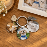 Personalised Heart Wing Photo Round Keyring Bag Tag with Nickname and Text Memorial Sympathy Gift for Dad Mum Family 5