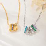 Personalised Sterling Silver Engraved Name Birthstone 1-8 Oval Rings Necklace Daily Wear Birthday Gift for Mum Gran