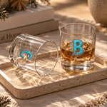 Personalized Turquoise Silver Scrollwork Style Initial 10 oz Whiskey Glass with Name Anniversary Birthday Gift for Cowboy Cowgirl 2