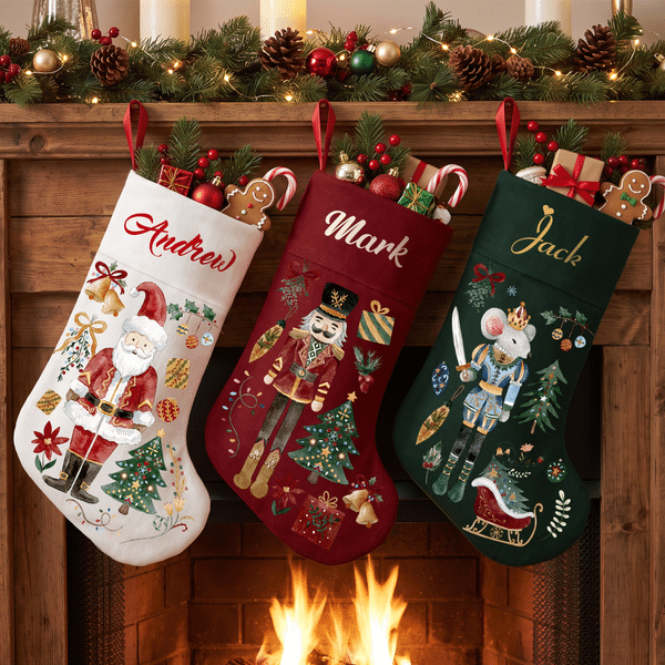 Personalized Christmas Theme Nutcracker Stocking with Name Home Decoration Christmas Gift for Kid Family