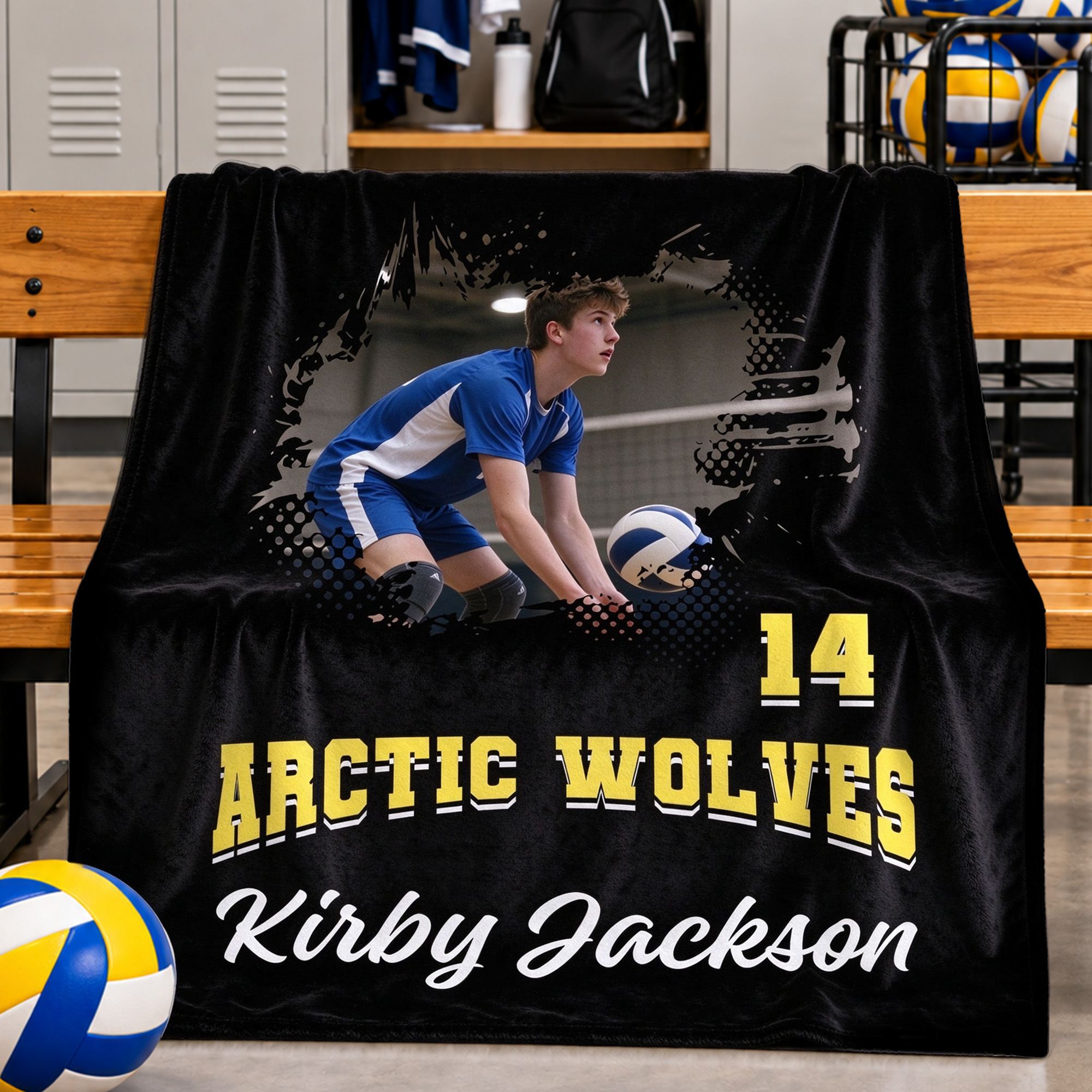 Personalized Sports Player Photo Soft Throw Blanket with Team Name and Name Home Decor Sport Birthday Gift for Sports Lovers