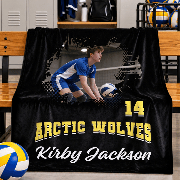 Personalised Sports Player Photo Soft Throw Blanket with Team Name and Name Home Decor Sport Birthday Gift for Sports Lovers