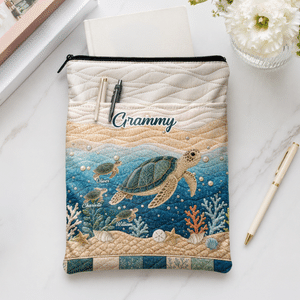 Personalised Mum Sea Turtle and 1-10 Baby Sea Turtles Book Sleeve with Title and Name Daily Use Birthday Gift for Book Lover Grandma Mum