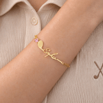 Personalised Golf Club Birthstone Sterling Silver Bracelet with Name Dainty Jewellery Team Birthday Anniversary Gift for Mum Wife Girlfriend Friend