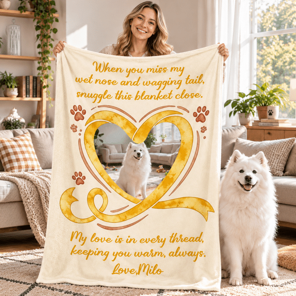 Personalized Multicolour Heart & Paw Print Photo Soft Throw Blanket with Name Home Decor Birthday Memorial Gift for Pet Owner Lover