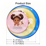 Personalised Cartoon Black Kid Non-Slip Round Rug with Name Nursery Decor Birthday Gift for Newborns Parents