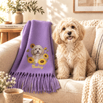Personalised Floral Watercolor Pet Photo Scarf with Name Winter Daily Use Christmas Birthday Gift for Pet Owners Lovers Women 3