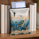 Personalised Mum Sea Turtle and 1-10 Baby Sea Turtles Book Sleeve with Title and Name Daily Use Birthday Gift for Book Lover Grandma Mum