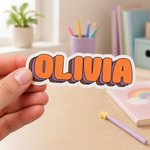 Personalised  Multicolour Name Waterproof Stickers Daily Use Christmas Birthday Gift for Student Kid