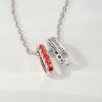 Personalised Sterling Silver Engraved Name Birthstone 1-8 Oval Rings Necklace Daily Wear Birthday Gift for Mum Gran