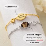 Personalized Heat-Activated Hidden Photo 3D Bubble Initial Sterling Silver Bracelet with Text Birthday Anniversary Gift for Her Pet Lover 3