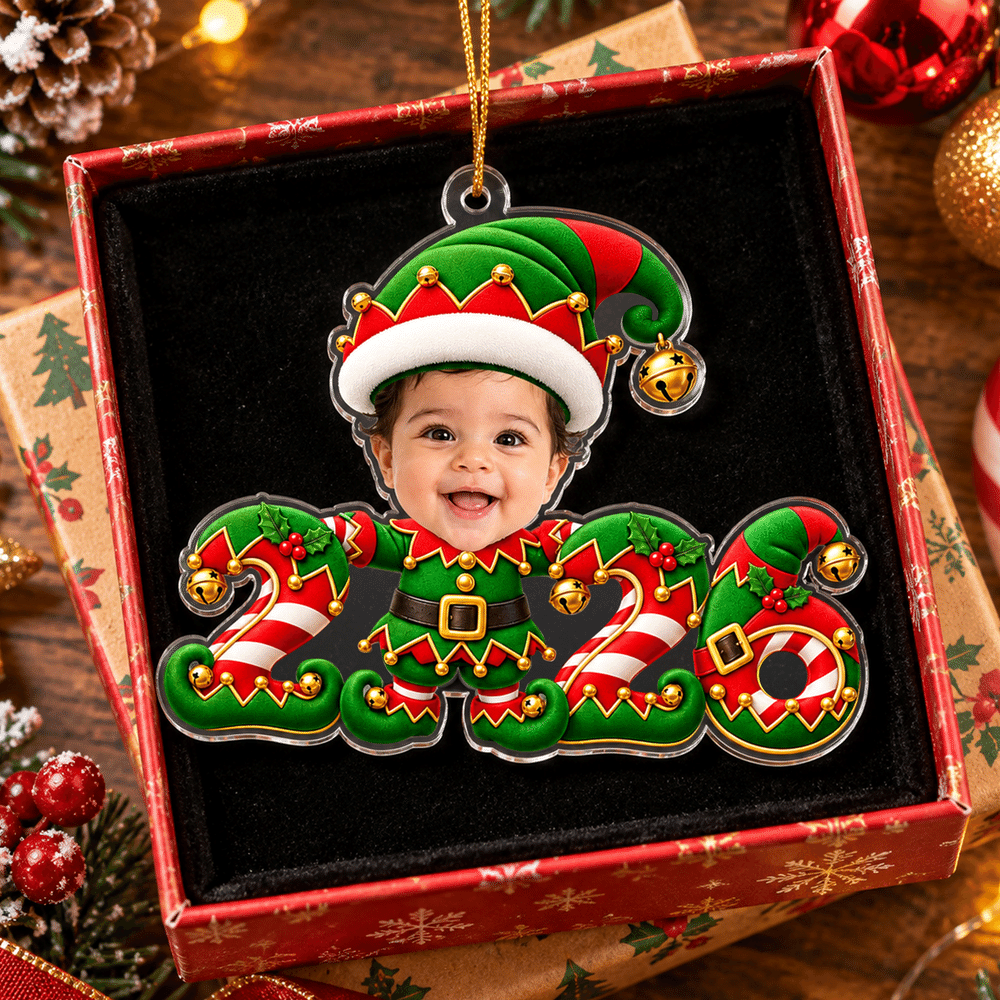 Personalized 3D-Effect Art Baby Face Photo Acrylic Christmas Theme Ornament Tree Decor Christmas Gift for New Parents Newborn 6