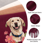 Personalised Floral Watercolor Pet Photo Scarf with Name Winter Daily Use Christmas Birthday Gift for Pet Owners Lovers Women 7
