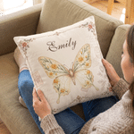 Personalized Retro Butterfly Birth Flower Soft Throw Pillow Cover with Name Home Decor Birthday Gift for Friend Family