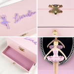 Personalized Ballerina Flower Rabbit Crown Musical Jewellery Box with Name and Makeup Mirror Daily Use Birthday Gift for Ballet Lovers Girls