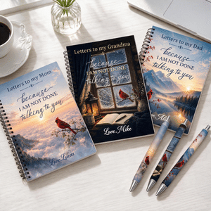Personalized Cardinal Bird Design A5 Spiral Notebook Pet Set with Name Memorial Sympathy Gift for Family Friends